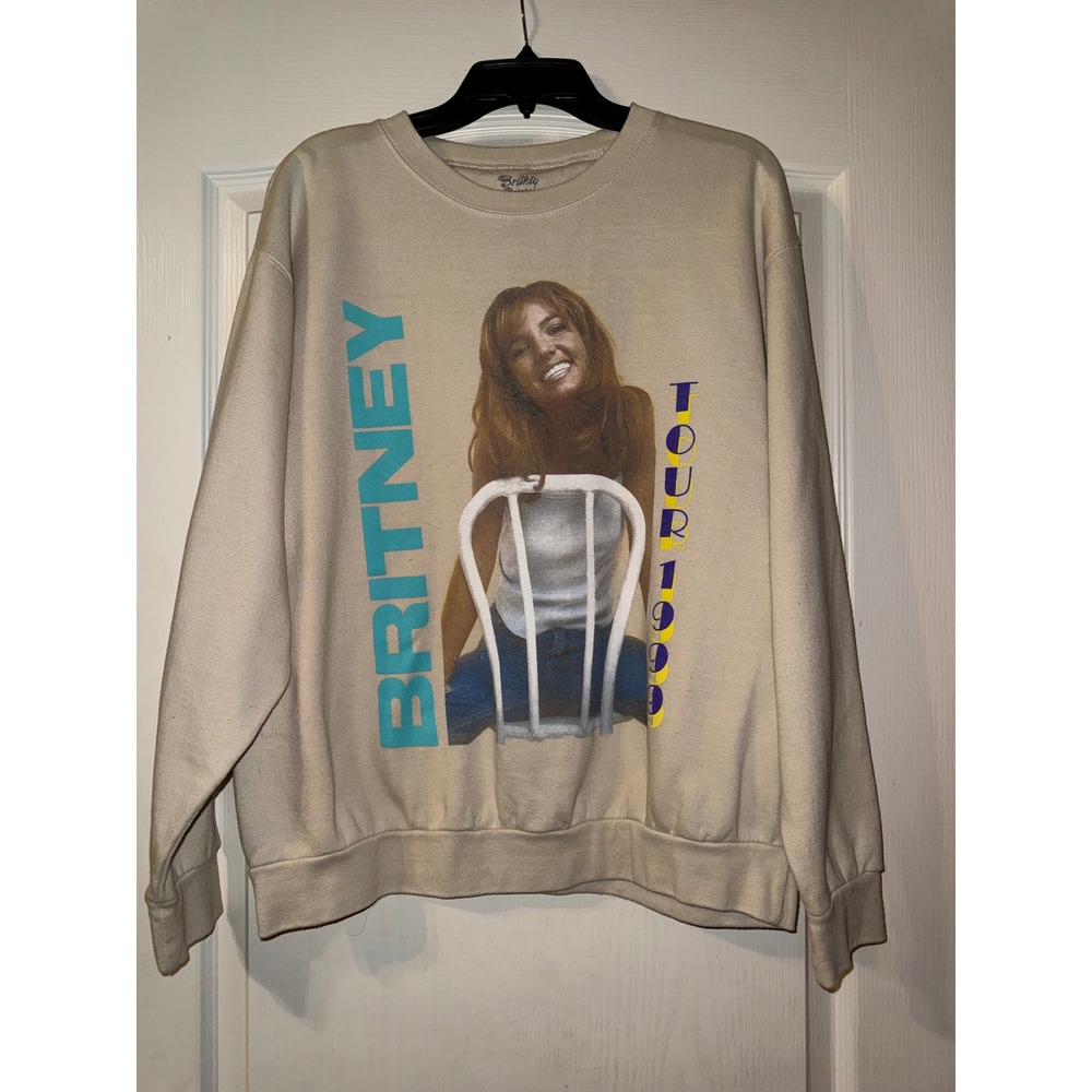 Britney Spears Tour 1999 Crewneck Sweatshirt Womens 0X Cream Y2K Graphic Merch
